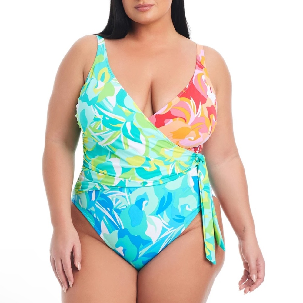 Bleu by Rod Beattie Plus Surplice Tied Swimsuit size 16